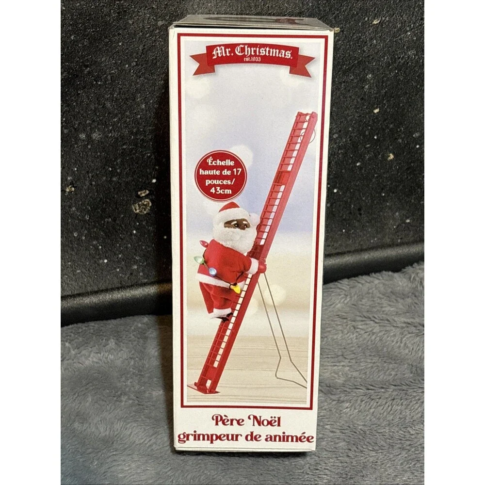 Mr. Christmas Climbing Musical Plush Santa On Ladder